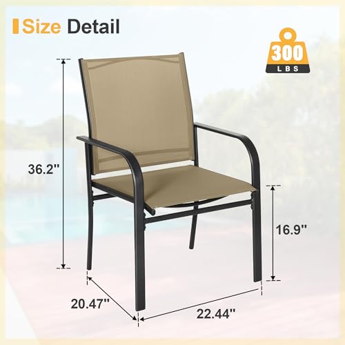 Dark Blue Wrought Iron Textilene Dining Chairs Set of 4 V4350