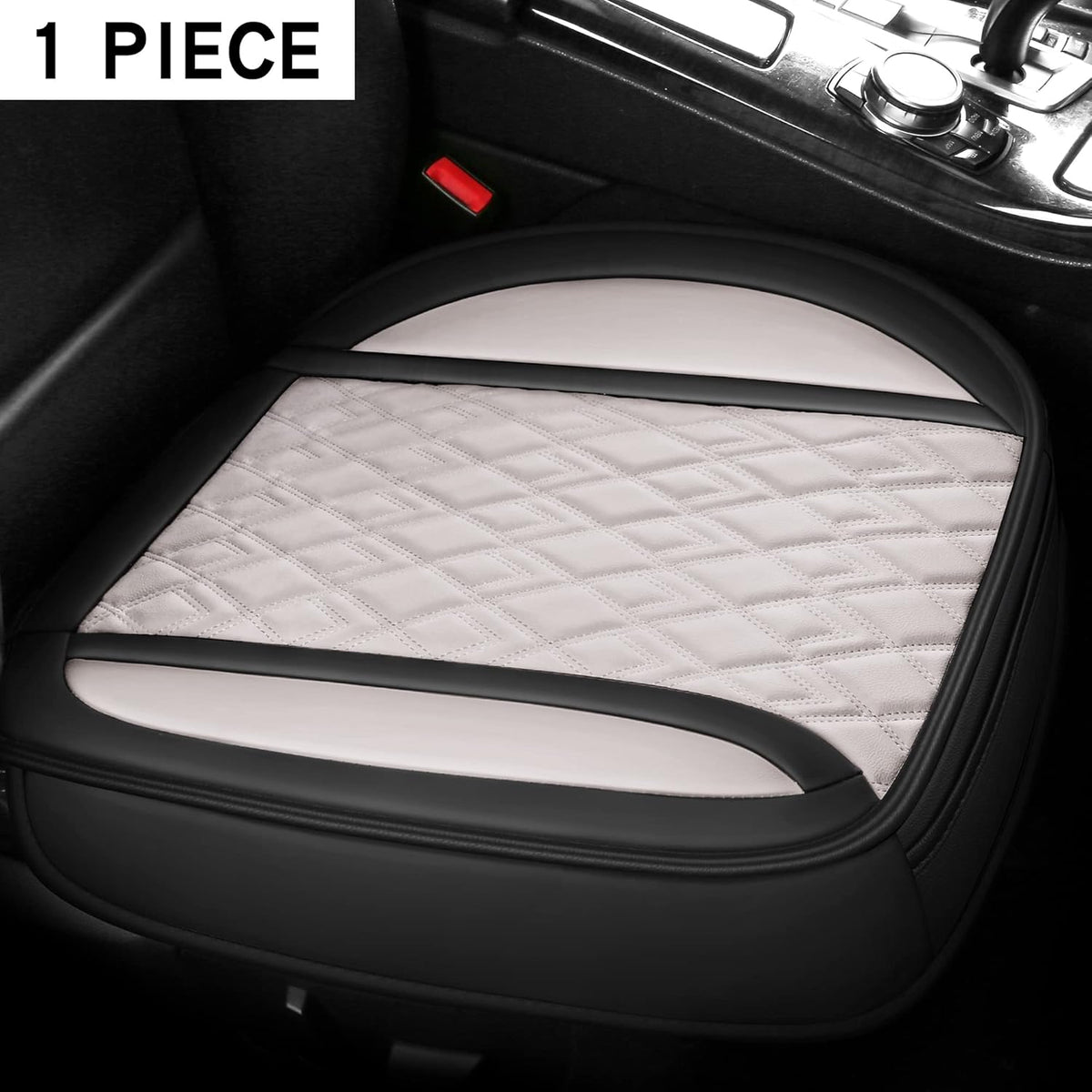 PU Car Seat Covers Protector Front Seat Bottom Black and Brown 2 Piece L43290