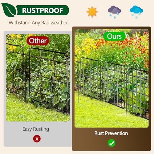 28 Panels No Dig Rustproof Metal Garden Fence Z858594