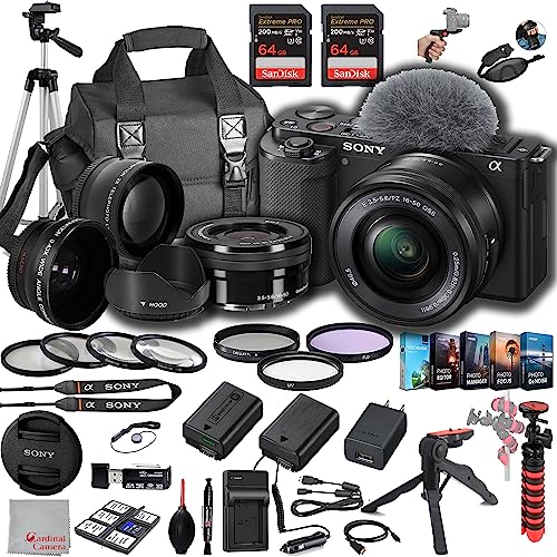 Mirrorless Camera with 16-50mm Lens, 128GB Memory, Tripod, Case, Spare Battery & Charger O2759