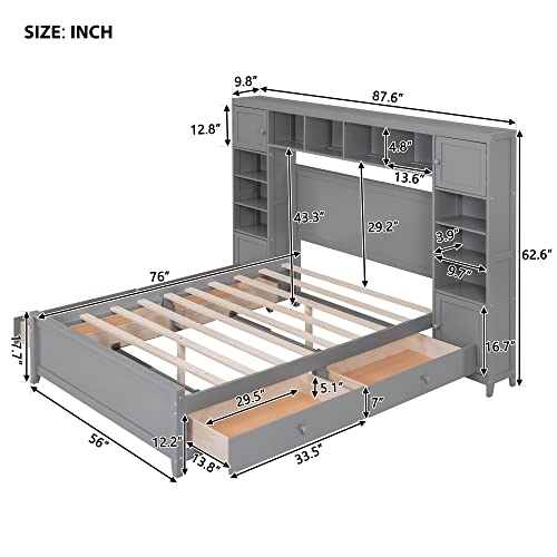White Wood Full Murphy Bed with Shelf S550127