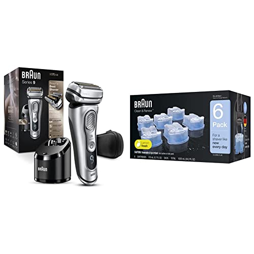 Silver Electric Razor with Pop-Up Beard Trimmer and Travel Case O951362