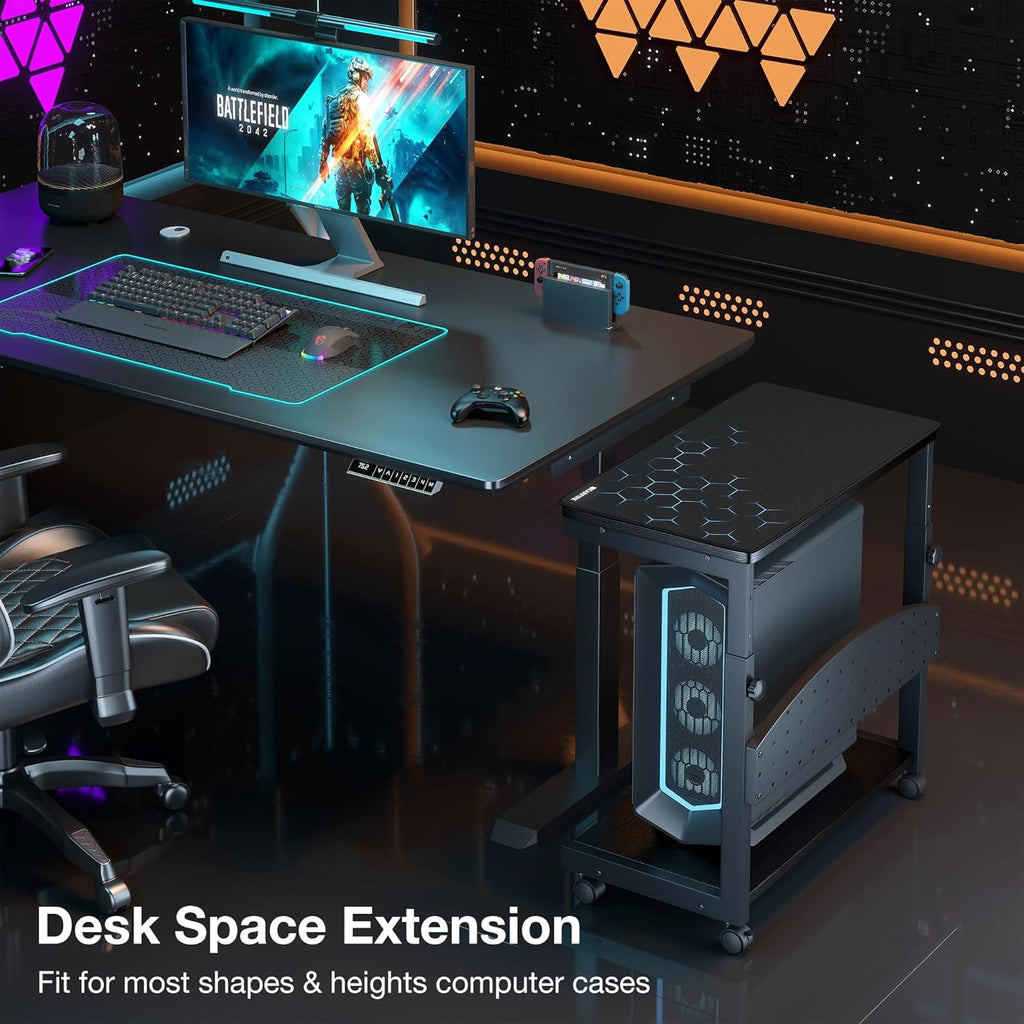 2-Tier Mobile Computer Tower Stand with Rolling Wheels B25225