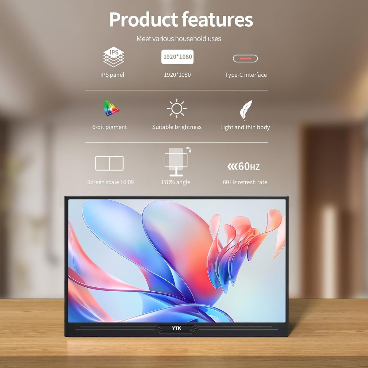 15.6 inch 1920 * 1080 Touchscreen Portable Monitor U244