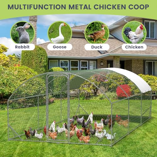 Large Metal Chicken Coop with Waterproof Cover Q1894