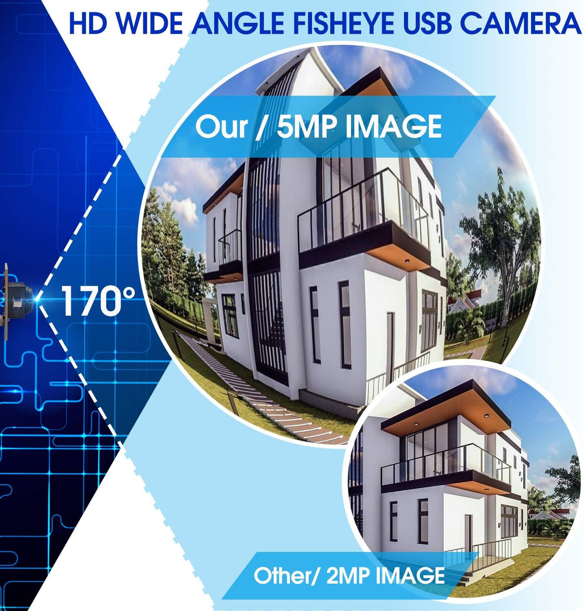 5 Megapixel USB Camera Module with 170 Degree Fisheye Lens G173
