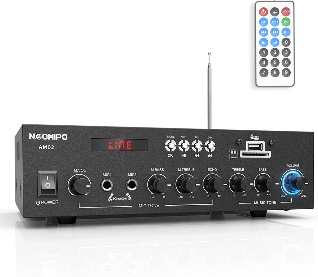 300Watts Bluetooth 5.0 Class AB Stereo Audio Receiver Amplifier 2 Channel Power Amp Pack of 2 V681