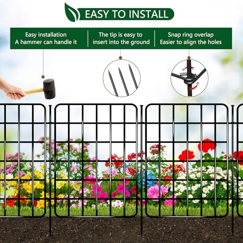28 Panels No Dig Rustproof Metal Garden Fence Z858594