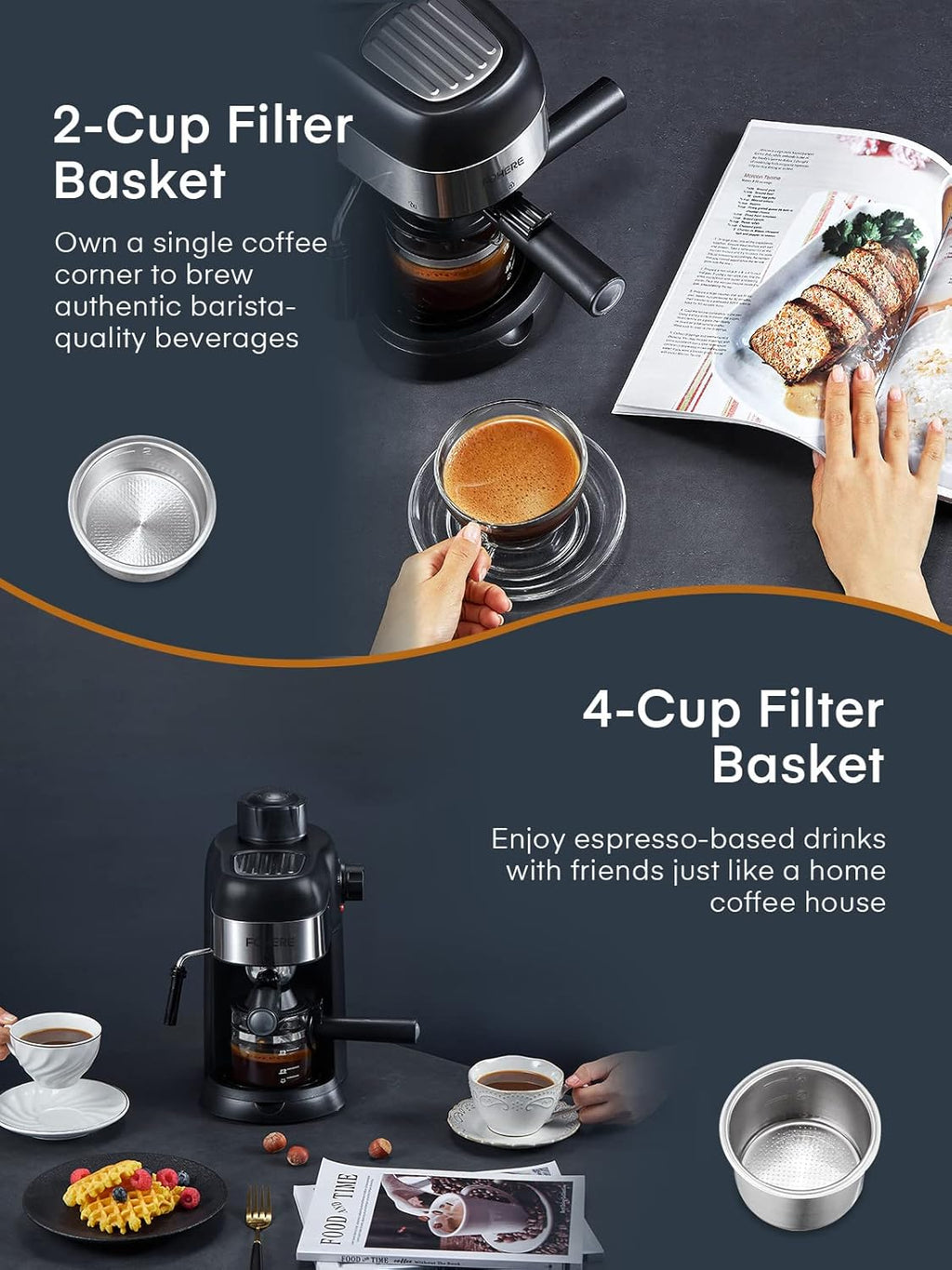 3.5 Bar 4 Cup Compact Espresso Machine with Milk Frother G60423