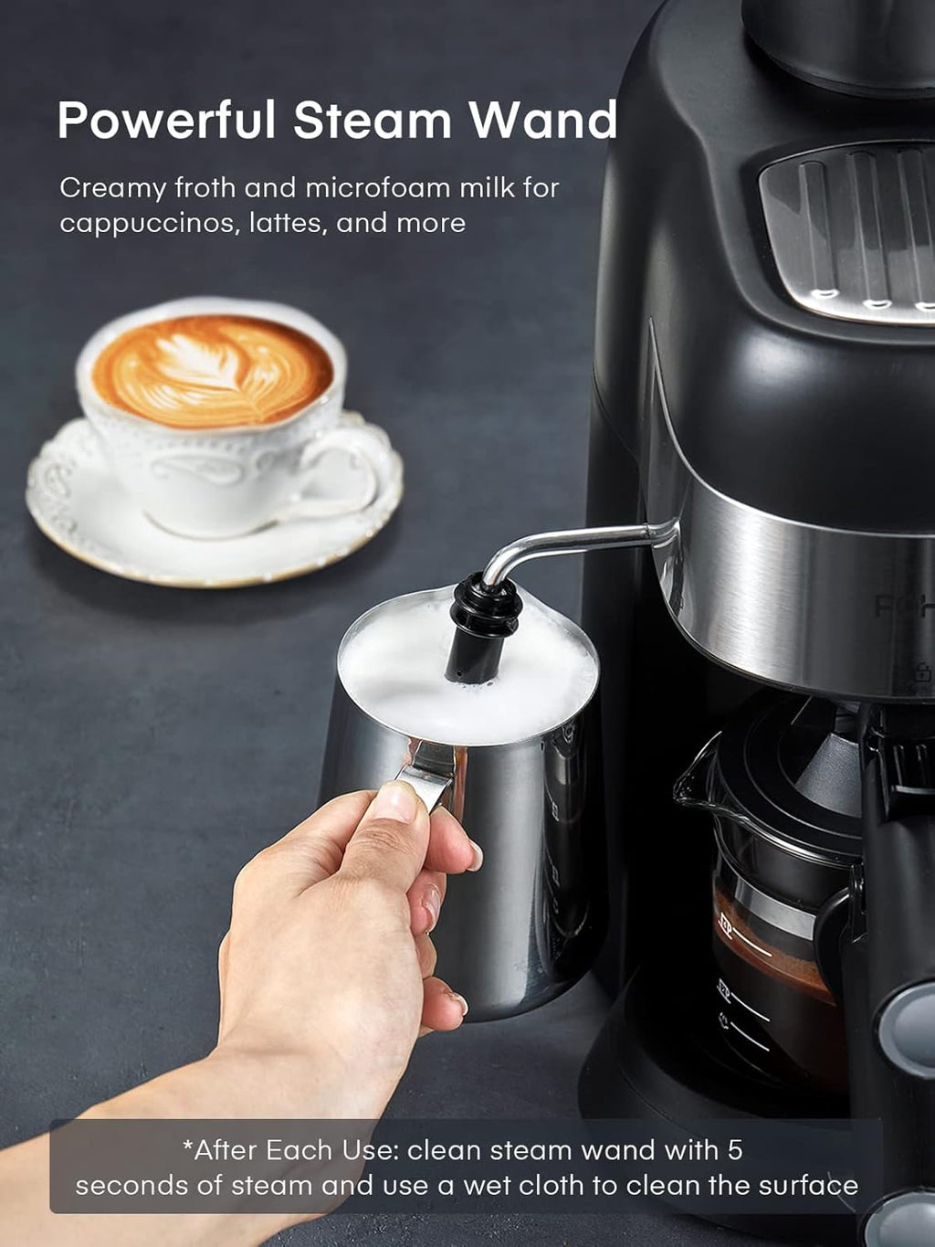 3.5 Bar 4 Cup Compact Espresso Machine with Milk Frother G60423
