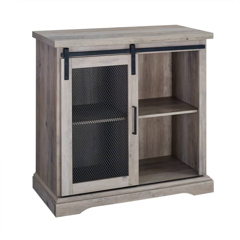 32x22 Two Shelf Laminate Metal Mesh Accent Cabinet R434175