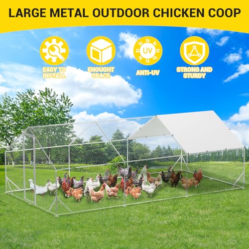Large Metal Chicken Coop with Waterproof Cover Q1894