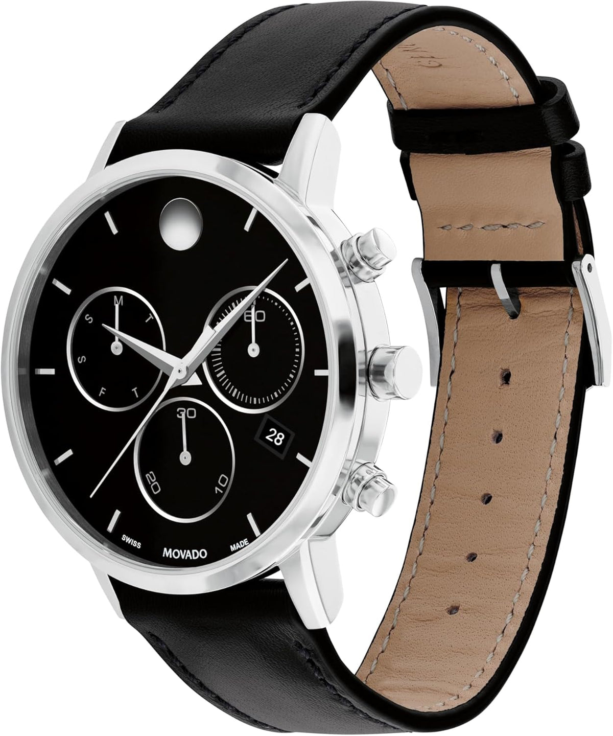 Swiss Quartz Chronograph Watch, Calfskin Strap, 42mm Z129