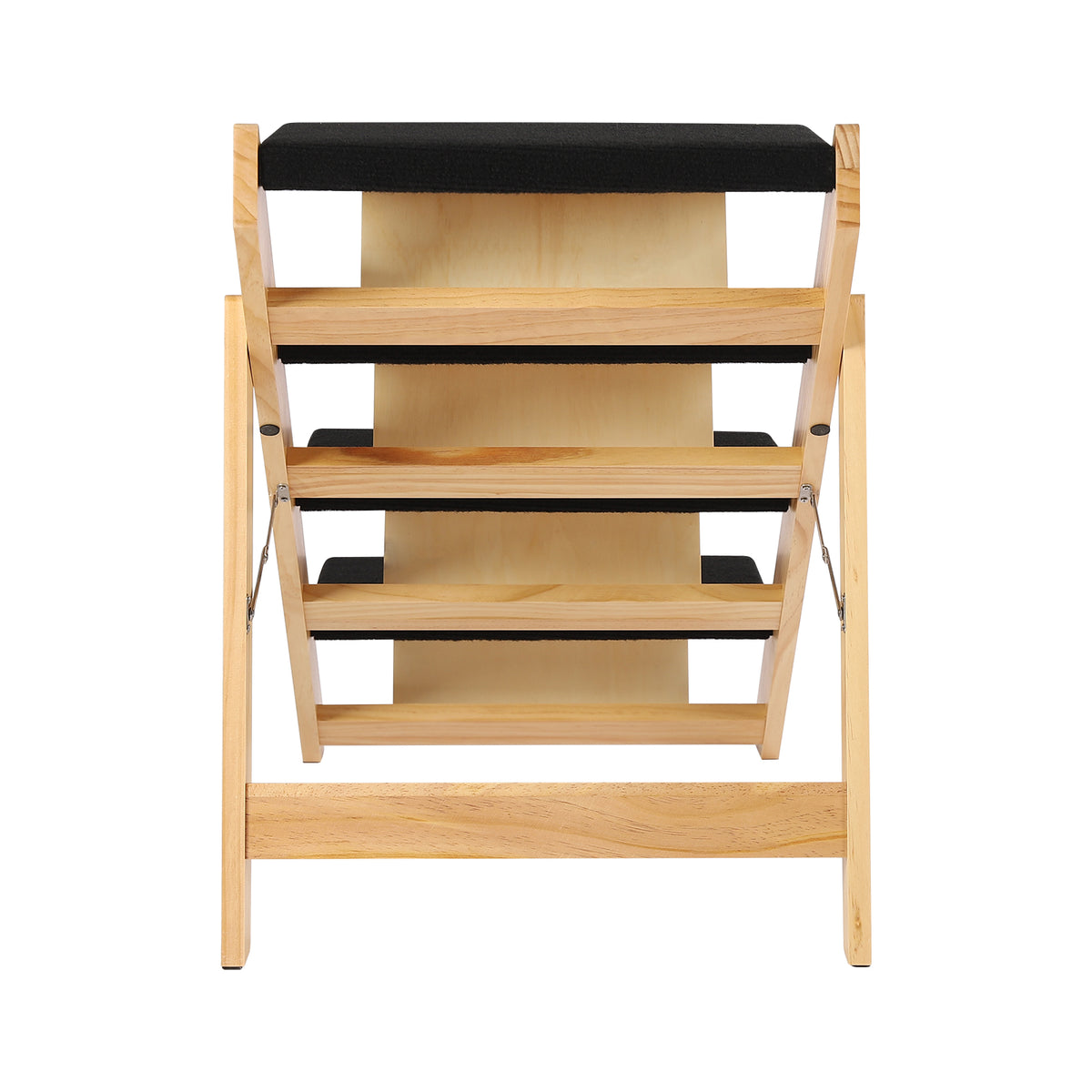 Pet Stairs Foldable Pine Wood Natural Black C967