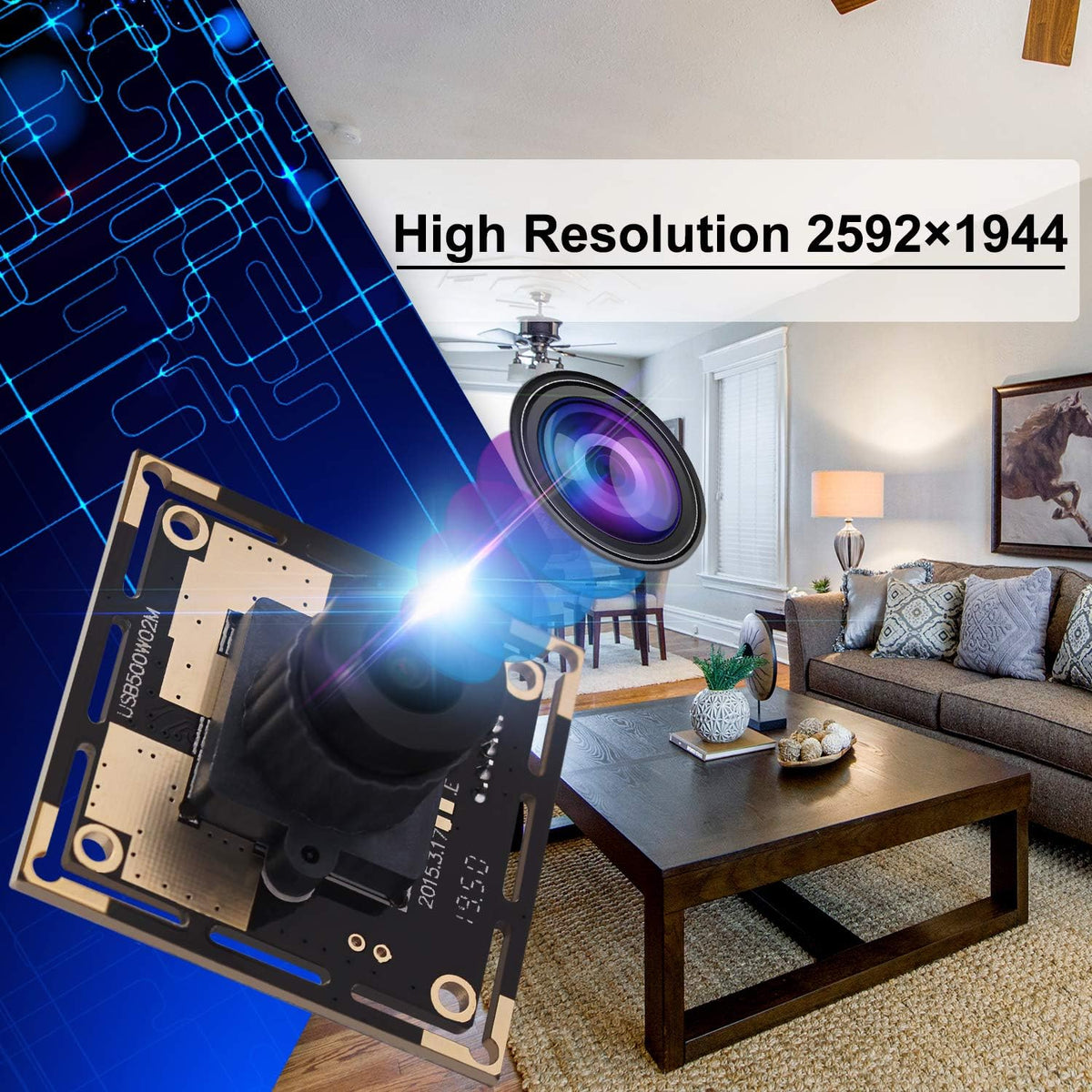 5 Megapixel USB Camera Module with 170 Degree Fisheye Lens G173