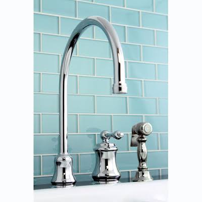 Single Handle Widespread Kitchen Faucet with Brass Sprayer, Polished Chrome A41017