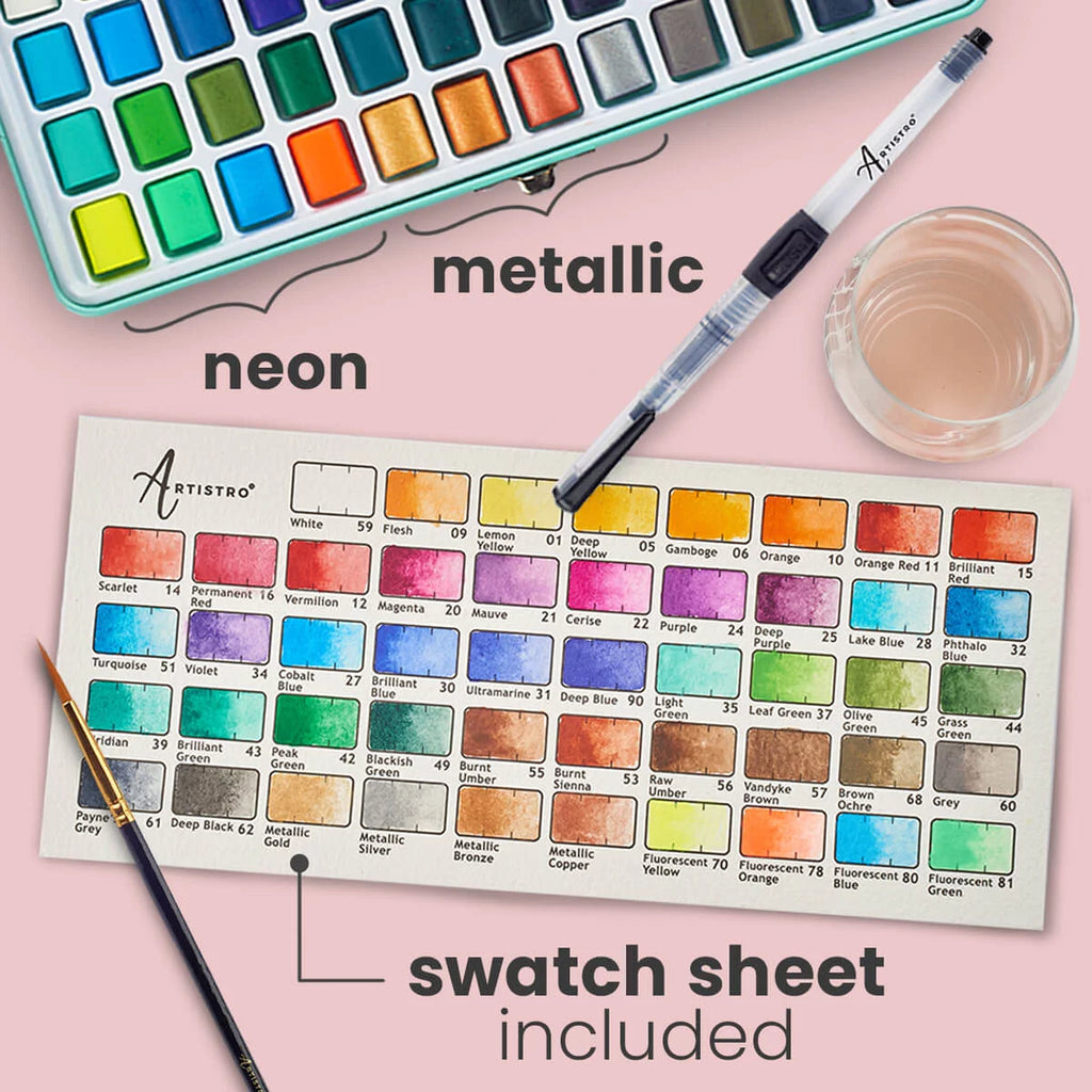 48 Count Watercolor Paint Set in Travel Box B942884