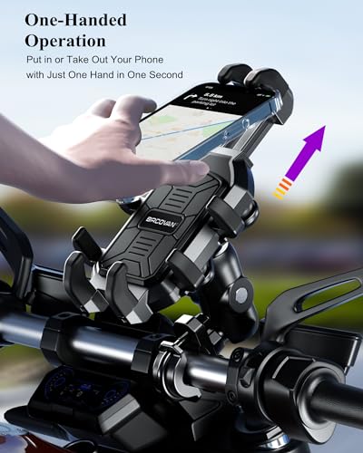 Motorcycle Phone Holder with Vibration Dampener, Adjustable Handlebar Cradle Fit 5.4''-7.2'' Smartphone A11944