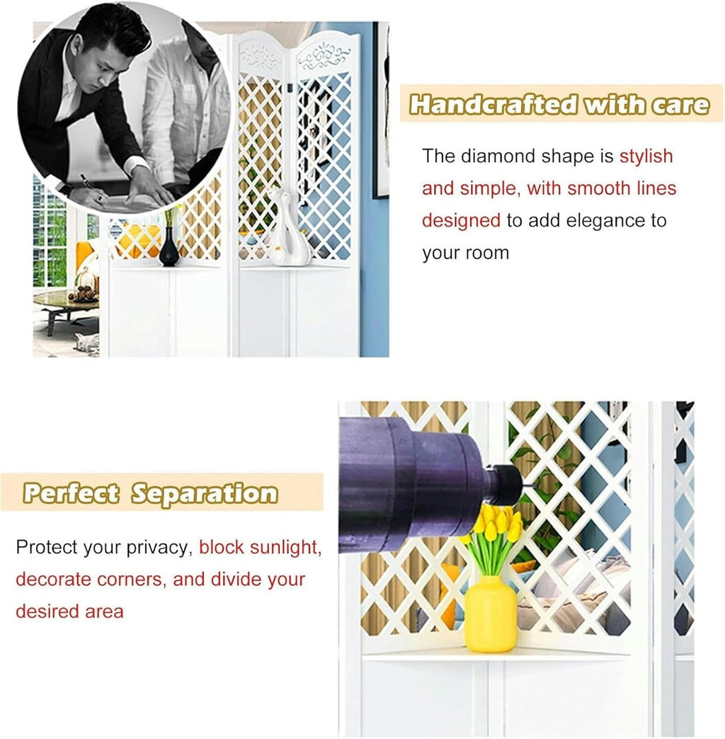 4 Panel Wood Room Divider E170