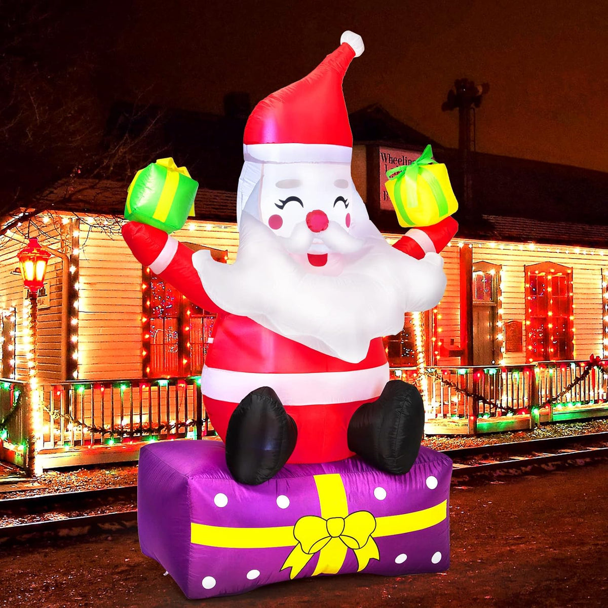 6 Ft Inflatable Santa Claus with Gift Boxes H44648