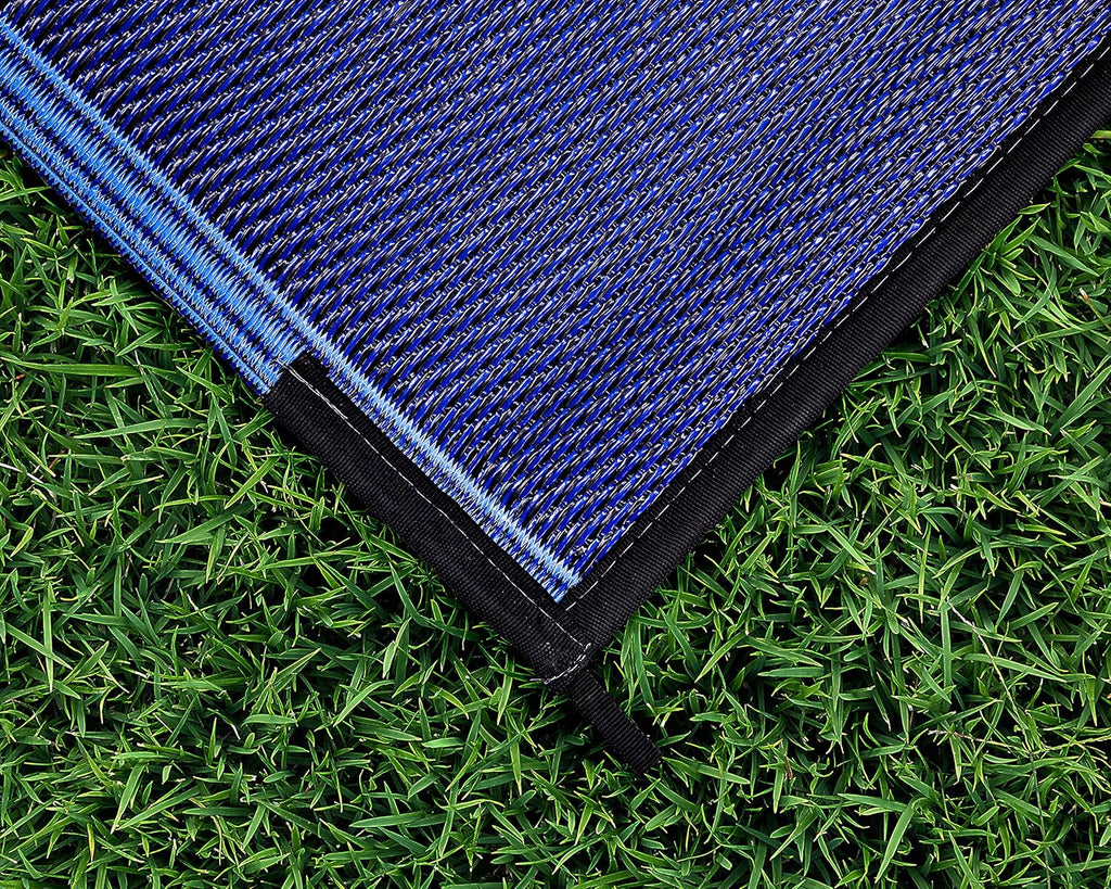 Reversible Outdoor Patio Mat 9' x 12' Lattice Blue W6417