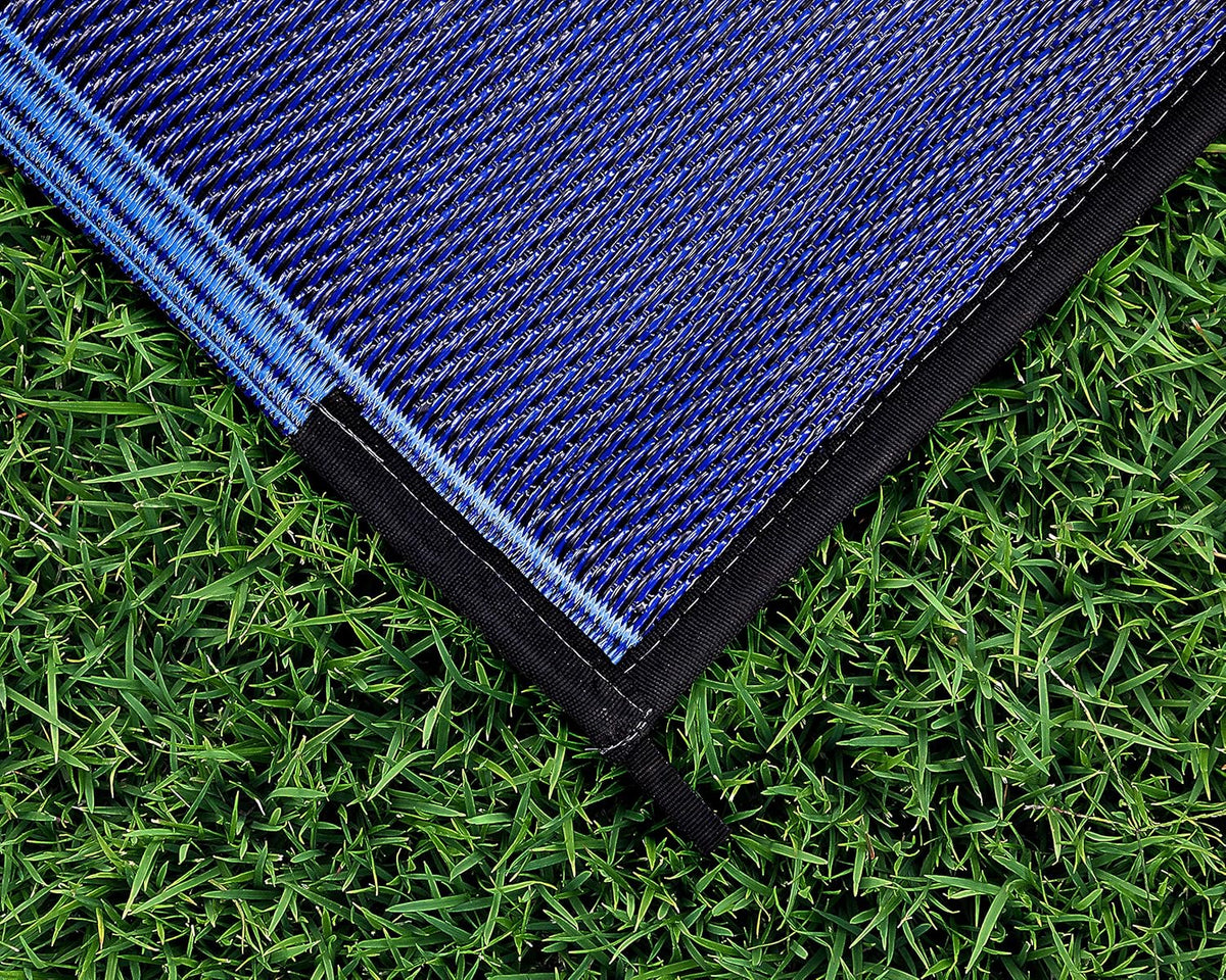 Reversible Outdoor Patio Mat 9' x 12' Lattice Blue W6417
