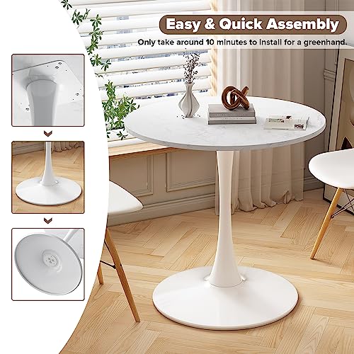 White Round MDF Pedestal Dining Table L169191