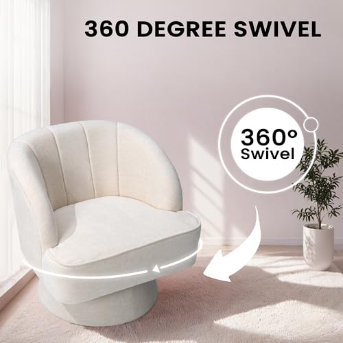 Beige Linen Swivel Accent Chair J925