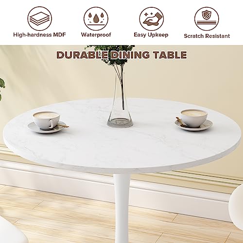 White Round MDF Pedestal Dining Table L169191