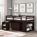 White Wood Twin Loft Bed with Storage Drawers A145