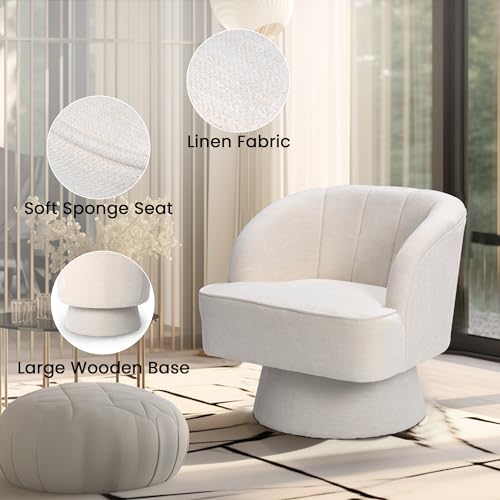 Beige Linen Swivel Accent Chair J925