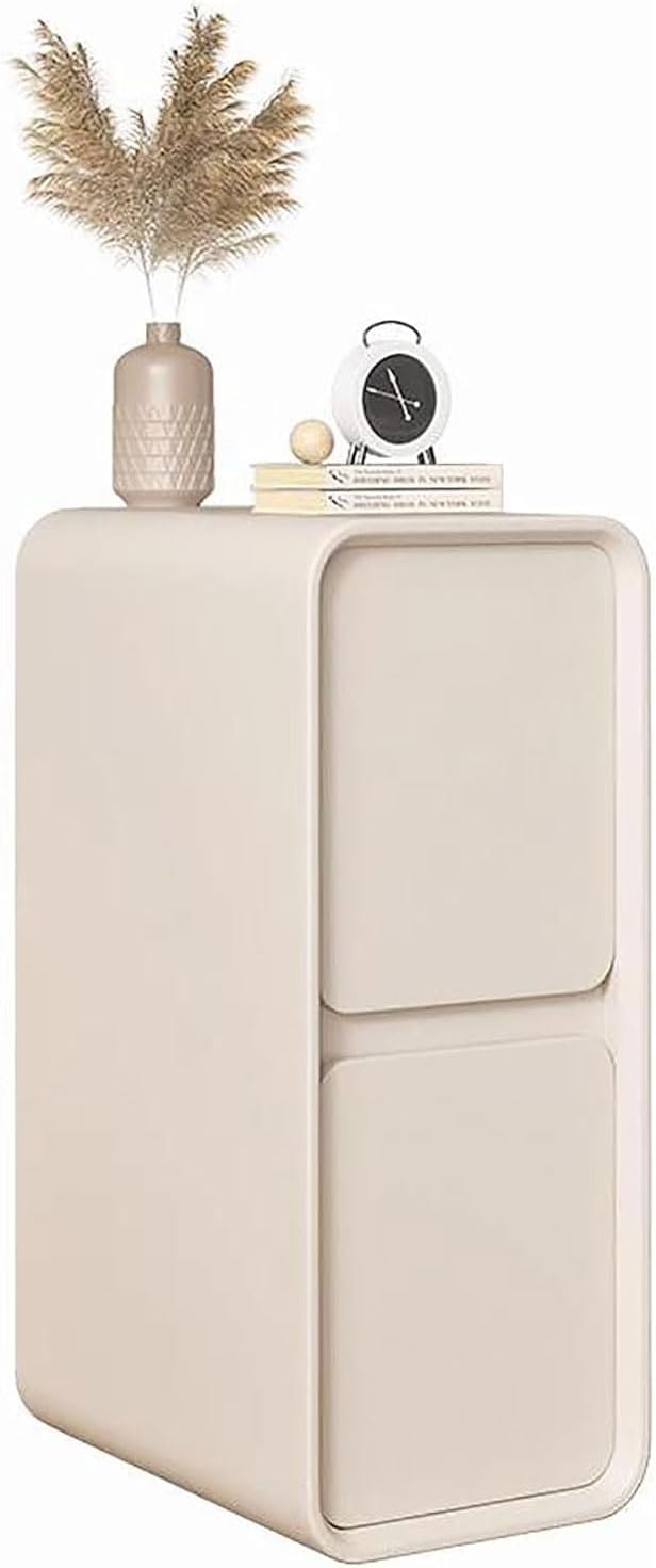 Extra Narrow Nightstand with 2 Solid Wood Drawers V408579