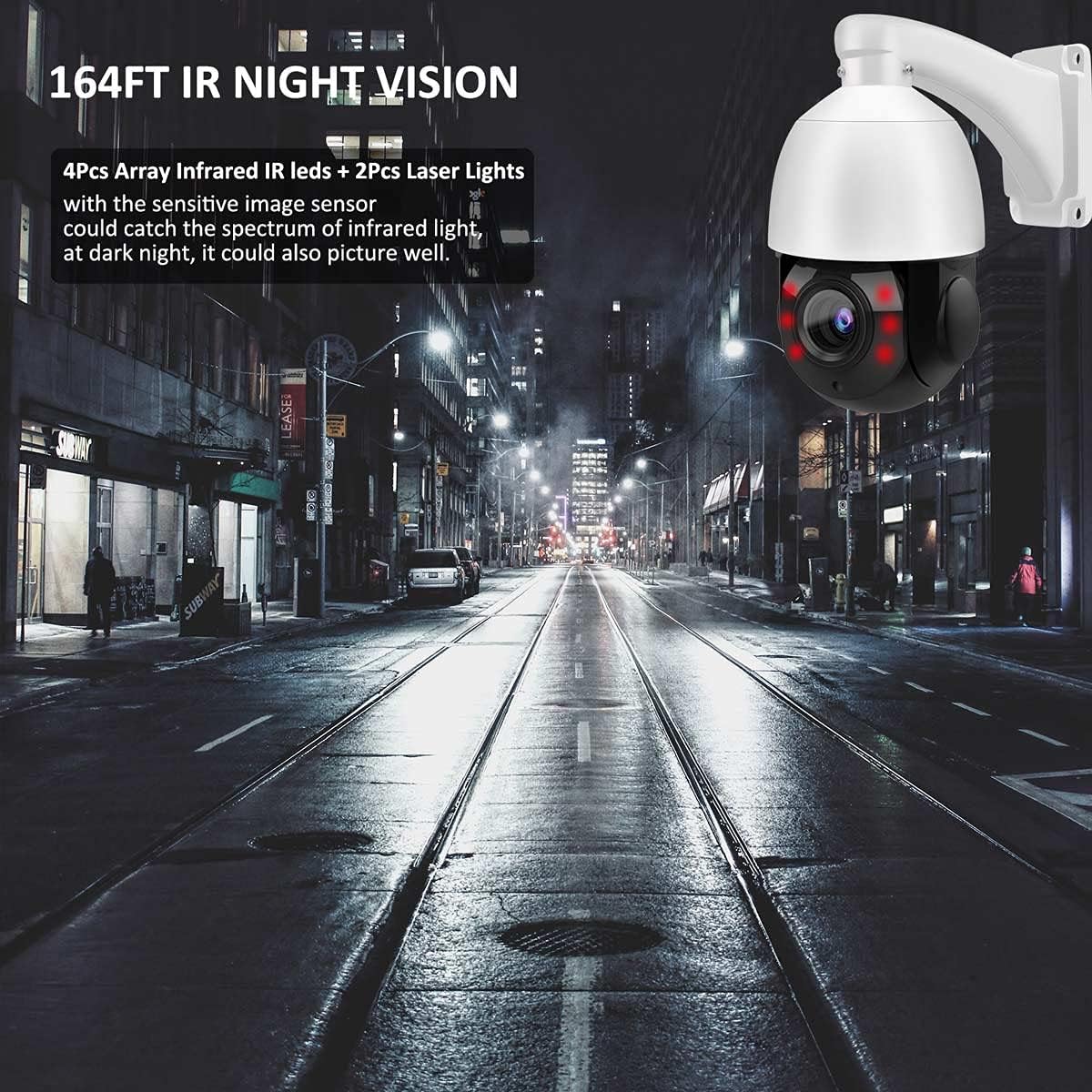 8MP PTZ PoE IP Camera 18x Optical Zoom 165ft IR Night Vision IP66 U12586