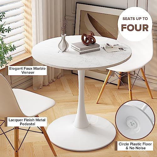 White Round MDF Pedestal Dining Table L169191