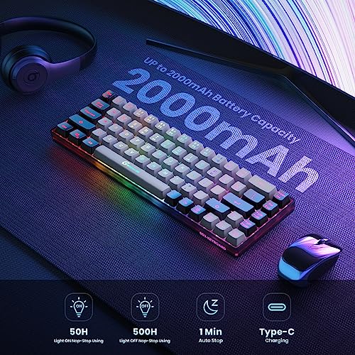 65% Wireless Gaming Keyboard, 68 Keys Ultra-Compact Anti-ghosting No-Conflict (Black-Grey) Q875272