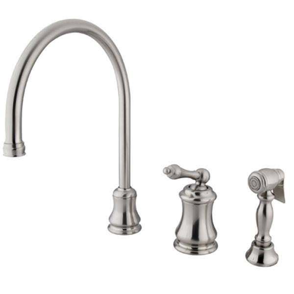 Single Handle Widespread Kitchen Faucet with Brass Sprayer, Polished Chrome A41017
