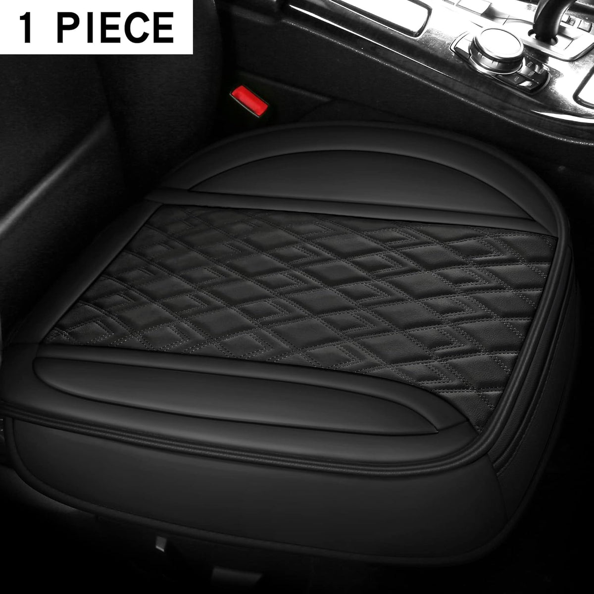 PU Car Seat Covers Protector Front Seat Bottom Black and Brown 2 Piece L43290