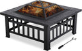 32'' Black Metal Square Wood Burning Fire Pit D746