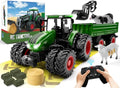 Remote Control Tractor Toy, Kids RC Tractor Set, Truck and Trailer Front Loader, Metal Car Head, 8 Wheel, Light Q938474