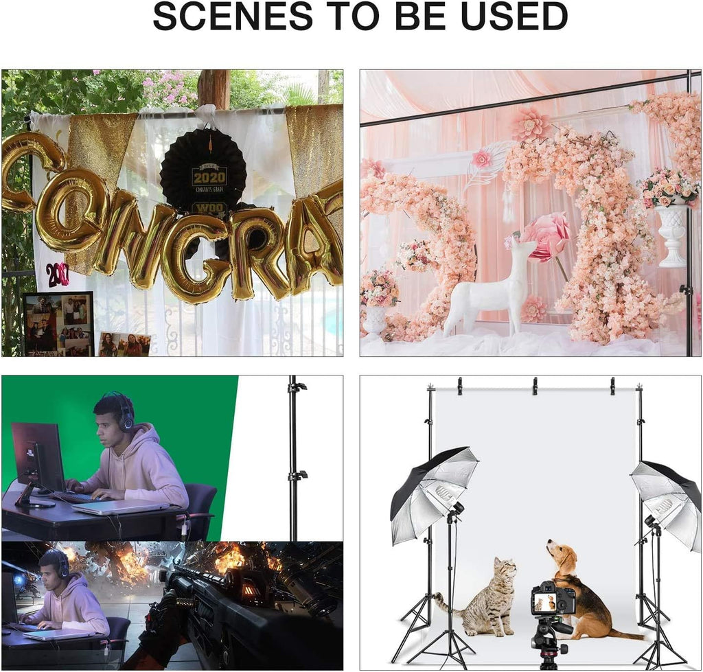 10x8.5FT Backdrop Stand Kit with Spring Clamp, Sand Bag, Carry Bag J967