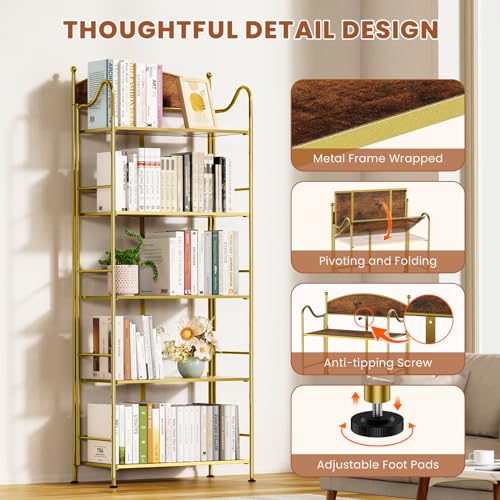 5 Shelf Black Folding Bookcase E4930