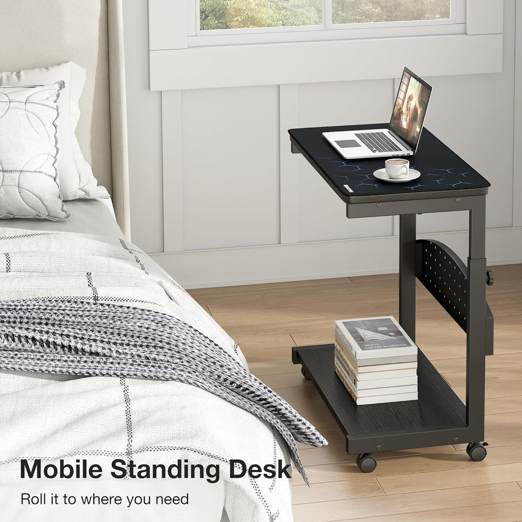 2-Tier Mobile Computer Tower Stand with Rolling Wheels B25225