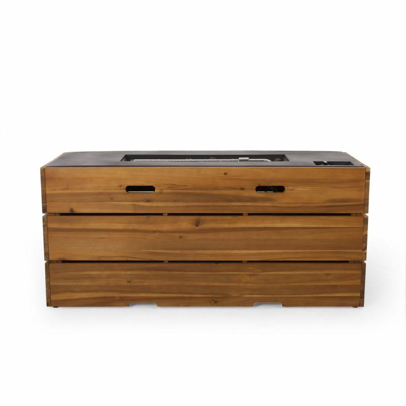 Acacia Wood 55 inch Rectangular Fire Pit 40,000 BTU P925311