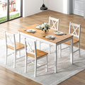 5 Piece Pine Wood Dining Table Set with 4 Chairs T457