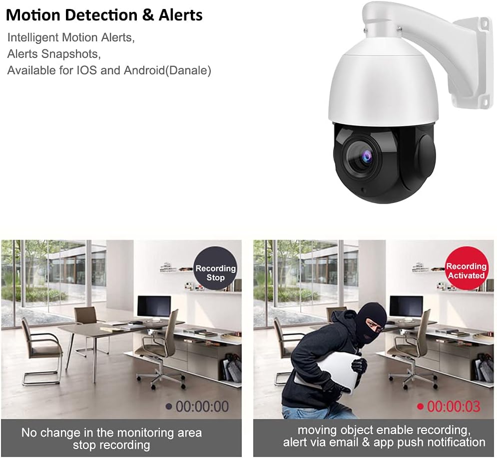 8MP PTZ PoE IP Camera 18x Optical Zoom 165ft IR Night Vision IP66 U12586