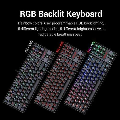 60% Compact RGB 87 Key Mechanical Gaming Keyboard J7562