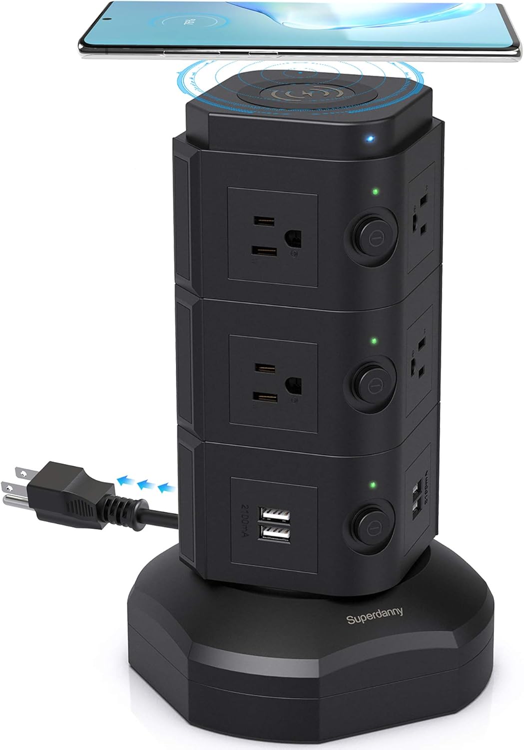 Gold 13A Surge Protector Tower with 10 AC Outlets and 4 USB Slots, Pack of 2 M709549