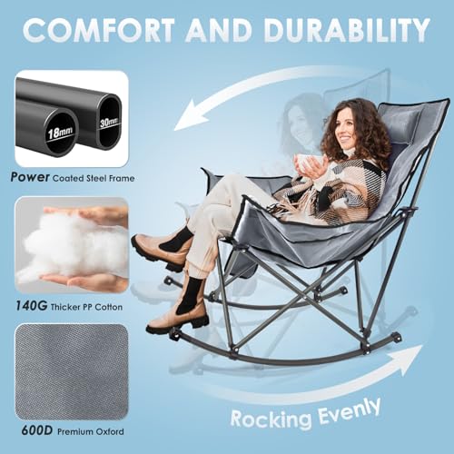 XL Oversized Heated Rocking Camping Chair with 3 Heat Levels I801759