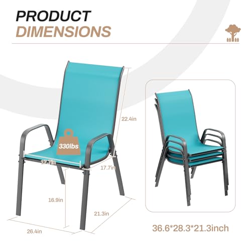 Black Stackable Textilene Patio Chairs with Metal Frame L49311