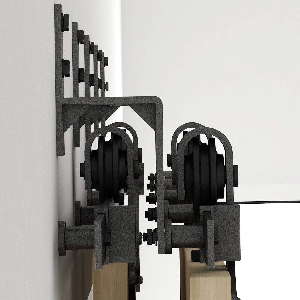 5 Pack Wall-Mount Matte Black Steel Bypass Bracket for Sliding Barn Door Hardware Y801